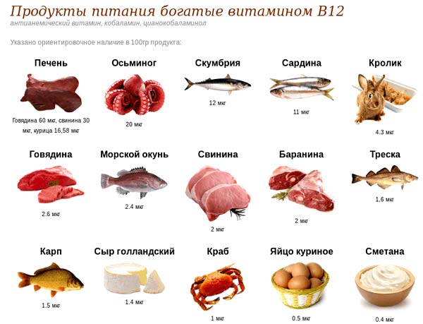 продукты содержащие витамин б12
